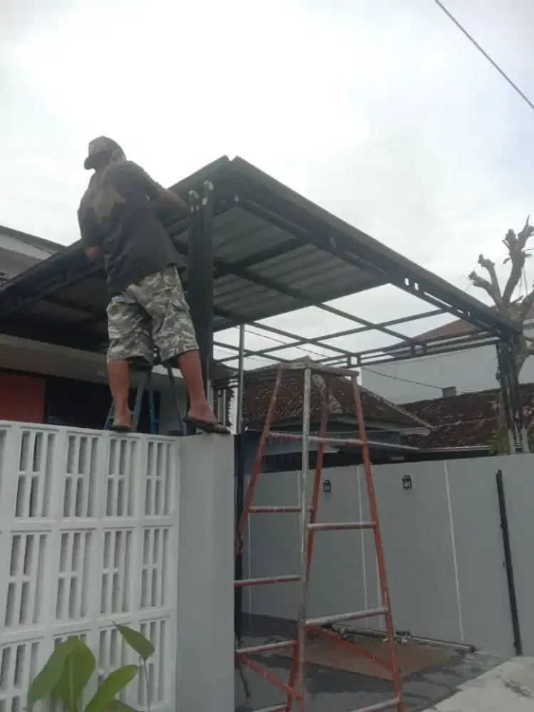 Kanopi atap galvalum pasir ketebalan 1,6mm  sudah terima beres