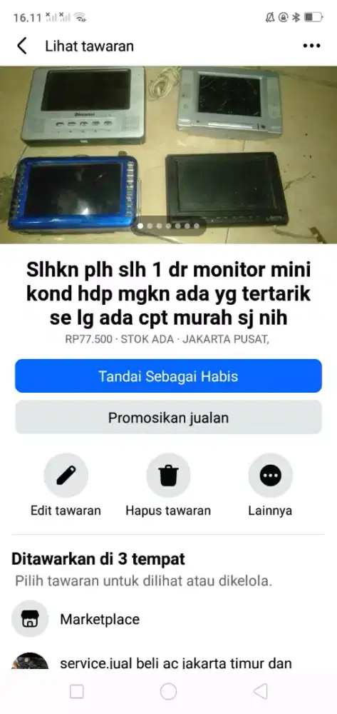 Slhkn lh slh 1 dr monitor mini kond hdp mgkn ada yg tertarik murah sj