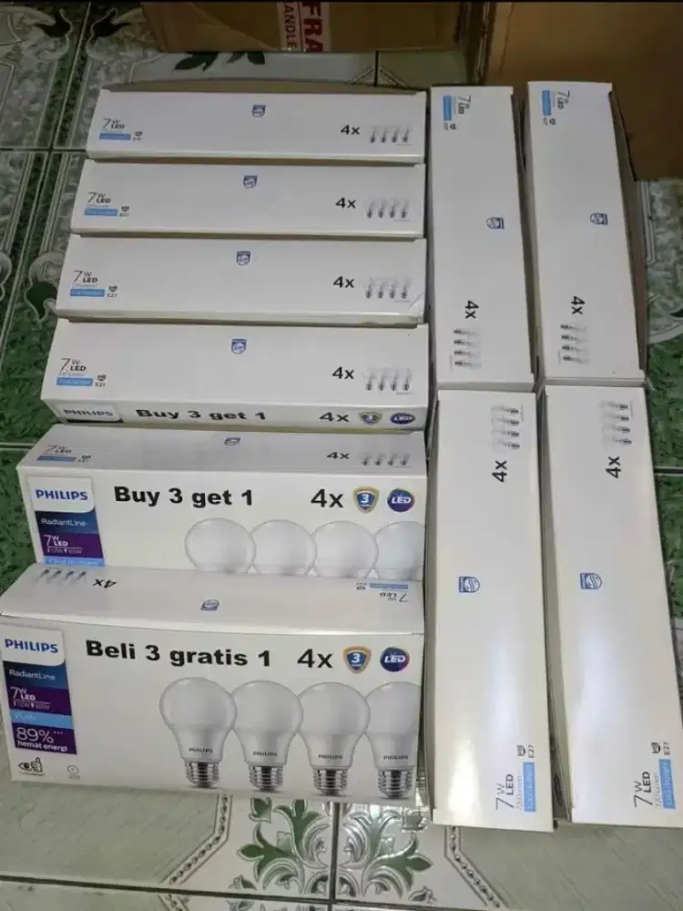 LAMPU LED PHILIPS 7 WATT 10 PACK = 40 BIJI