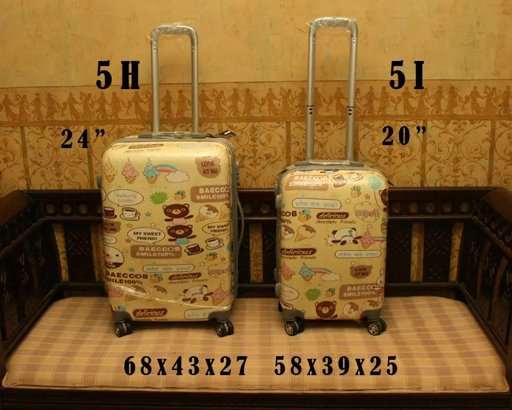 Koper Polo Line fiber 4 roda putar 24 inci Baecob kuning muda