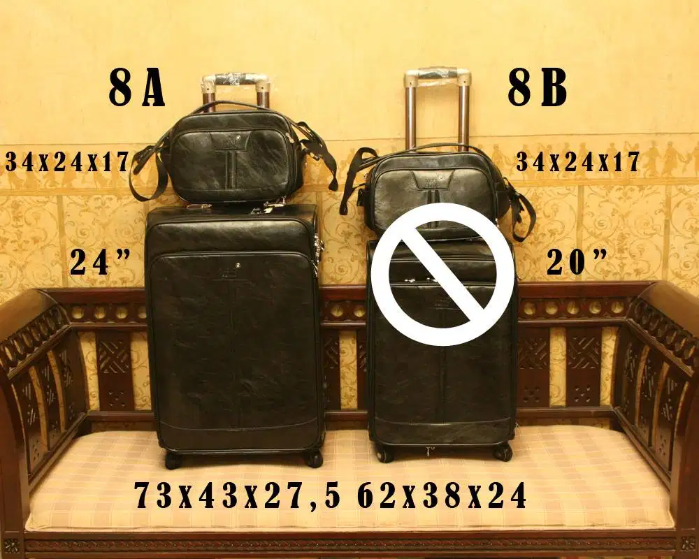 Koper Montblanc KW semikulit 4 roda + Bag 24 inci hitam