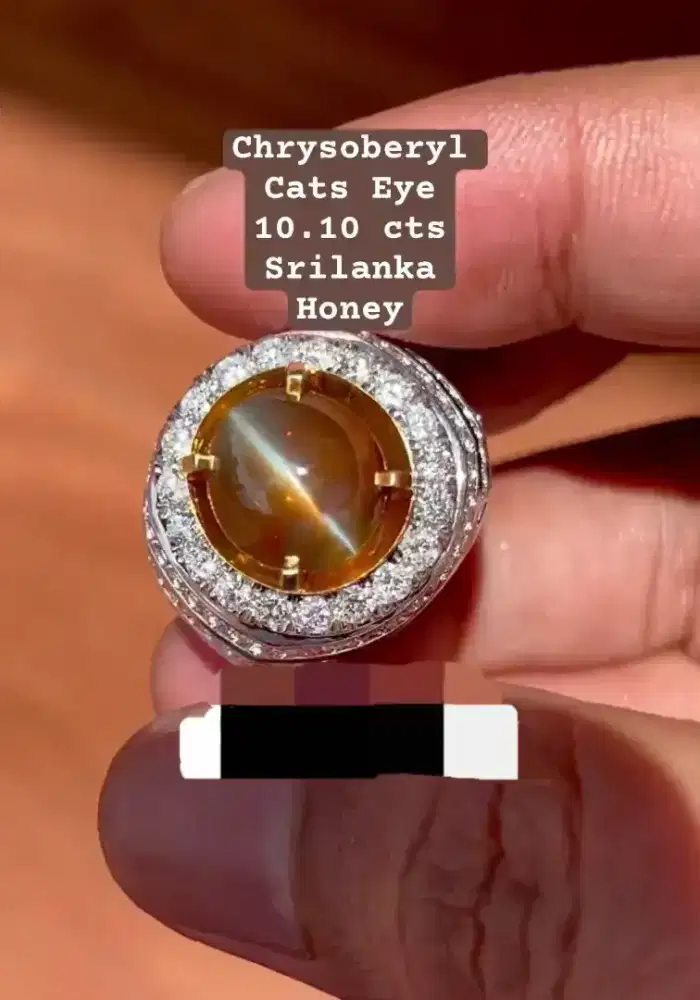 Cincin Permata Chrysoberyl Cats Eye Ring Emas Berlian