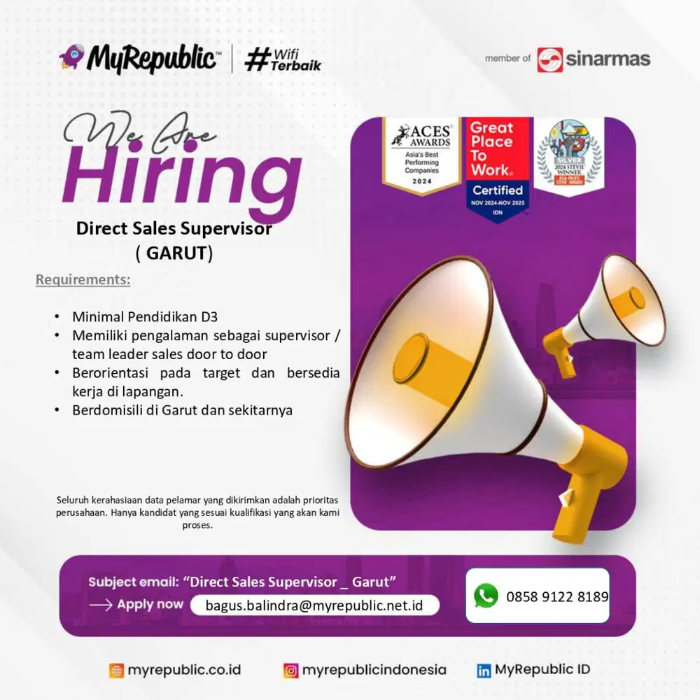 Di butuhkan Supervisor sales