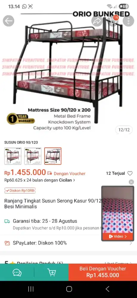 Ranjang tingkat besi kokoh