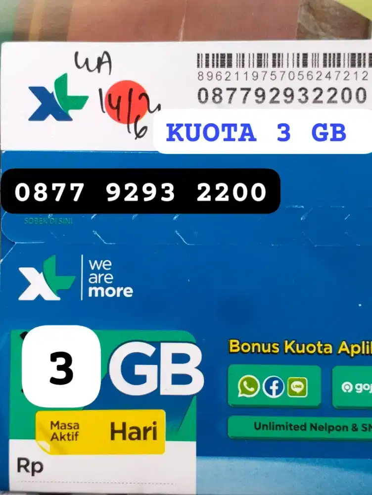 NOMOR CANTIK XL RAPI ISI 3 GB.