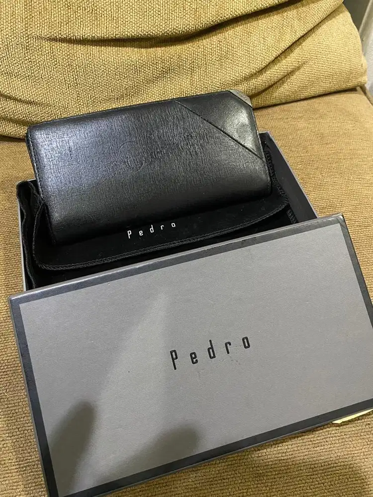 Dompet panjang pedro black leather original (sale) net price
