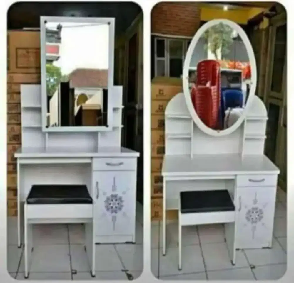 Meja Rias + Puff Cermin Geser MR Oval / Persegi