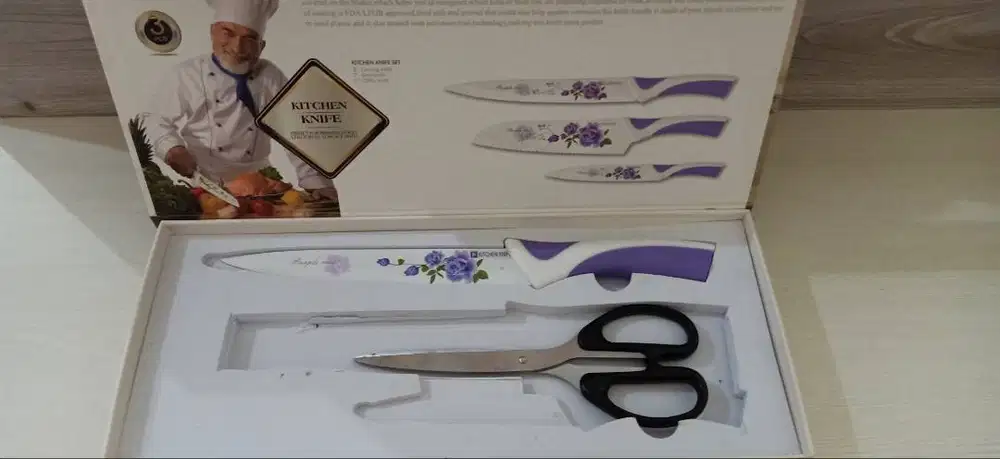 Pisau 1 bh merk kitchen KNIFE baru uk besar bonus gunting seiken 40 rb