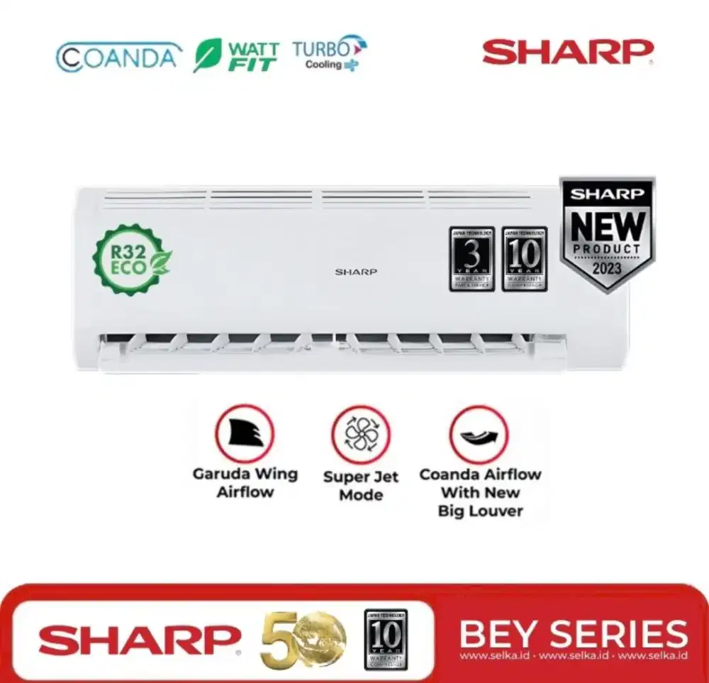 AC SHARP 2025 TERBARU AH-A5BEY 360 WATT GARANSI 10 TAHUN SIAP PASANG