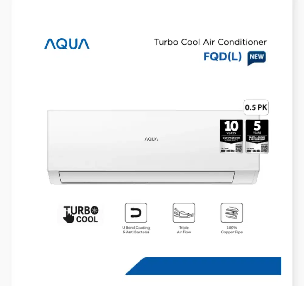 AC AQUA 1/2 PK TERBARU ANTI KARAT DAN LOWWATT 360 WATT GARANSI 10 TH