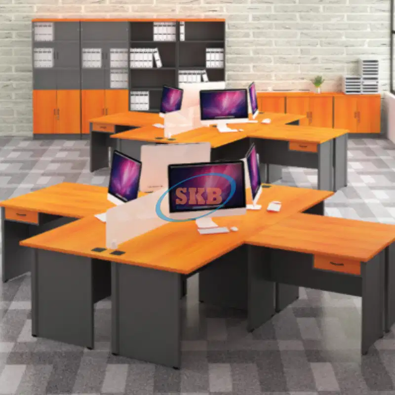 Meja Kerja Meja Kantor 2 Staff Berhadapan Bahan Melamine