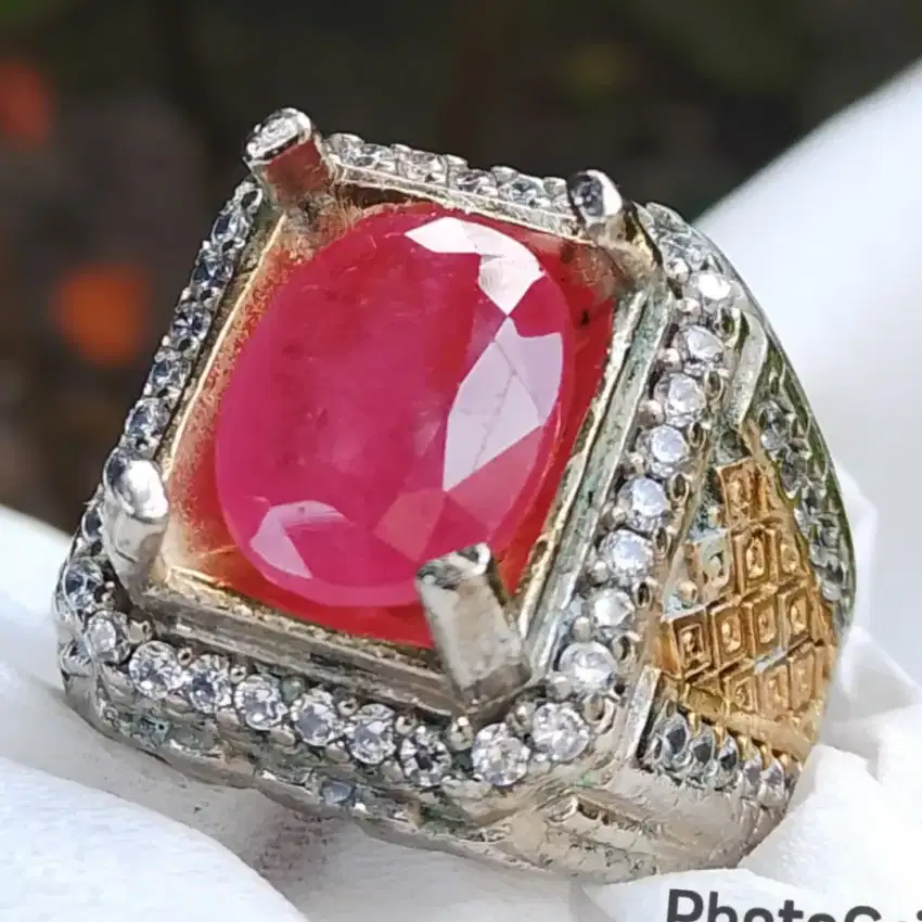 Natural Ruby corondum plus memo ring alfaka super size 8 net harga