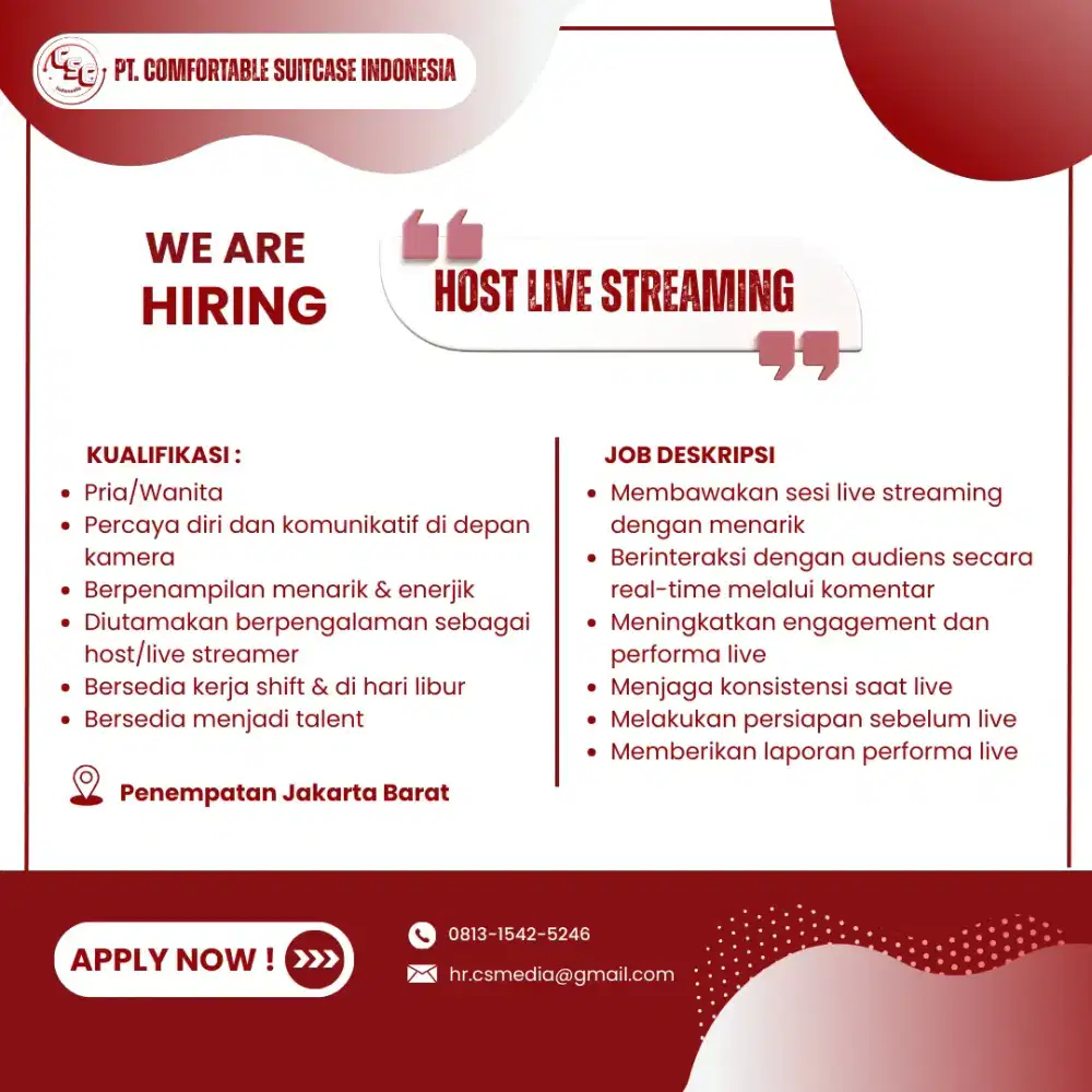 Lowongan Host Live Streaming