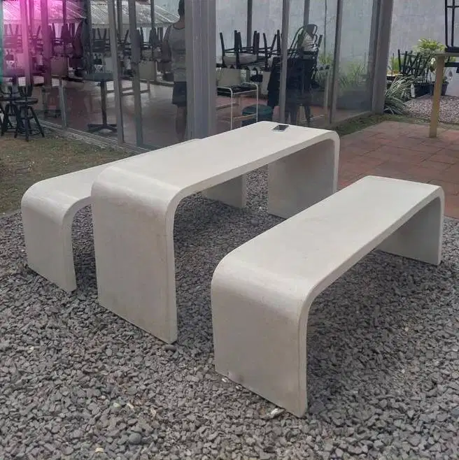 bangku meja taman outdoor bahan terrazzo