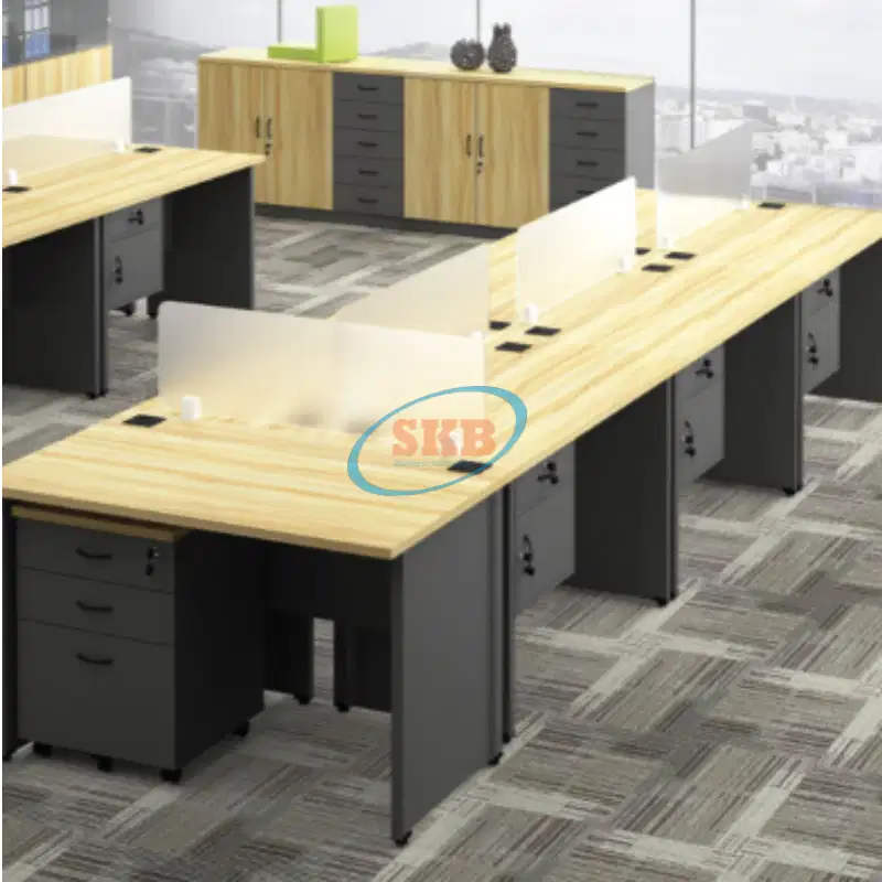 Meja Kerja Meja Kantor 6 Staff + 1 Manajer Berhadapan Bahan Melamine