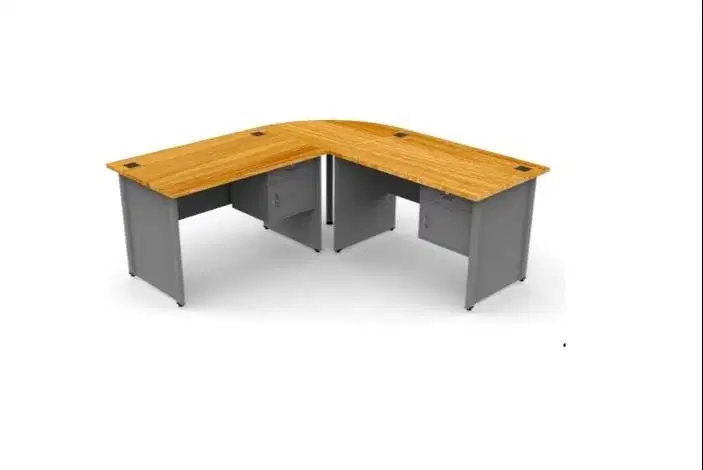 Meja Kerja Meja Kantor Meja Konfigurasi L + Laci Mobile Bahan Melamine