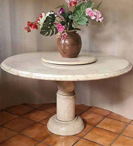 Set meja marmer lawas dm 140 cm dan puteran tengah 60cm