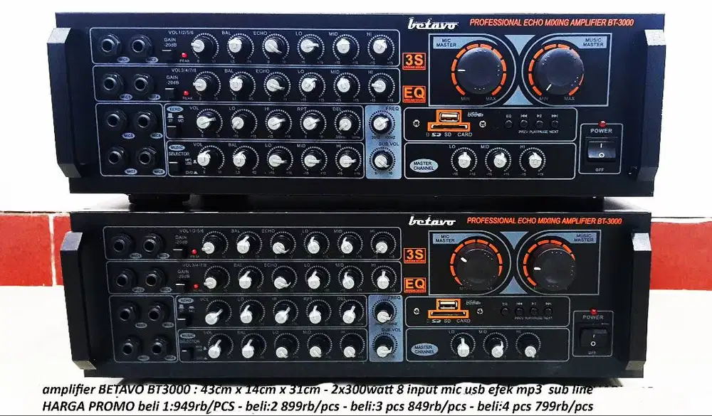 AMPLIFIER KARAOKE BETAVO BT3000 usb - sd card - efek echo - mp3 player