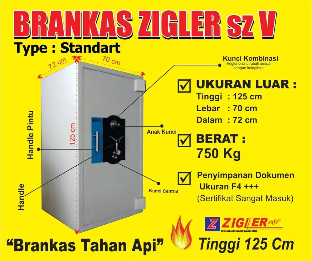 Brankas ZIGER NEW ZN-S Kondisi Baru Brangkas Tahan Api Safety Box