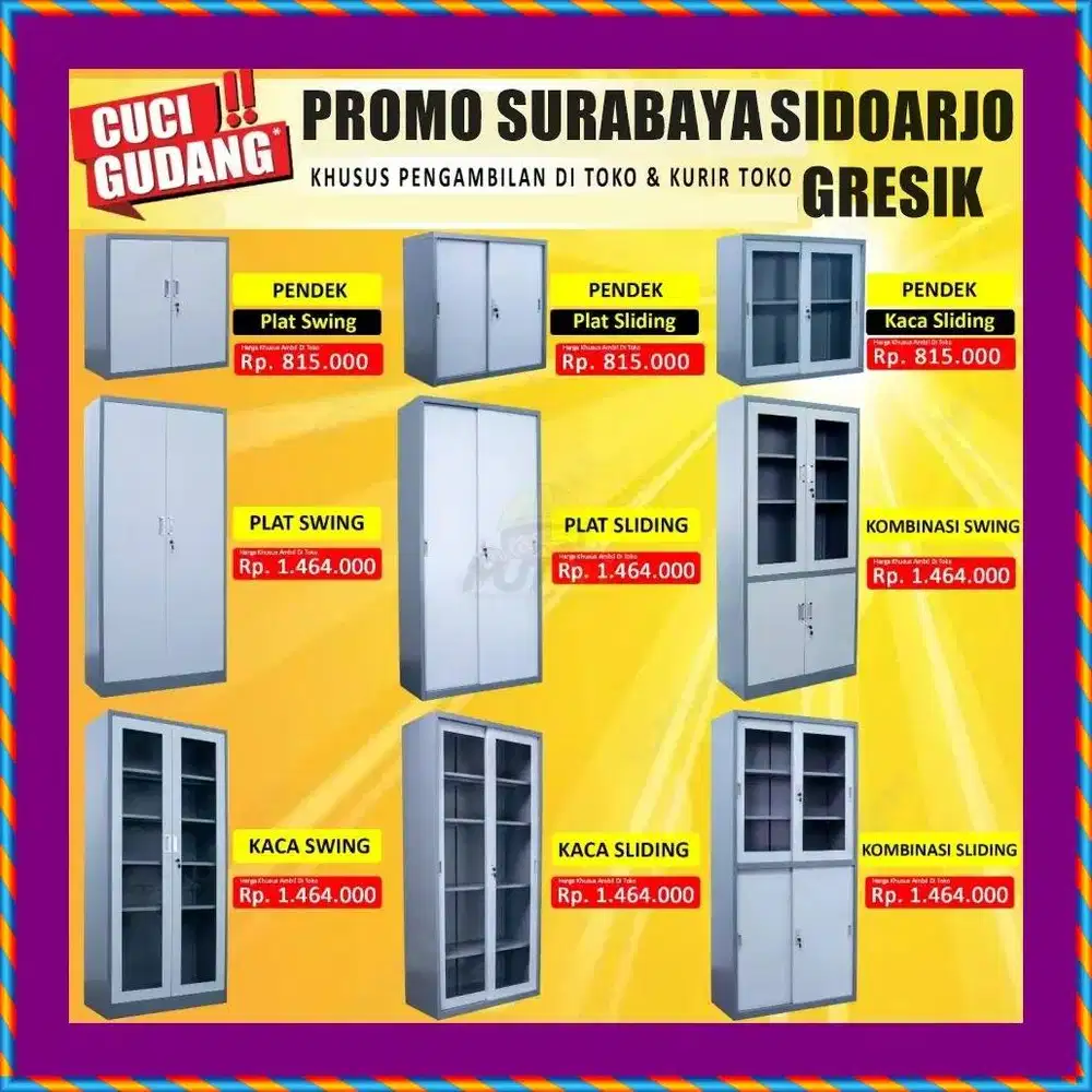 Lemari arsip kantor dokumen loker locker filing cabinet besi full plat