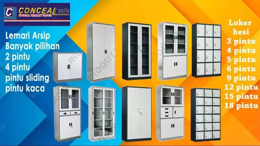 Lemari Arsip Pintu Kaca L7 loker locker filing cabinet besi baru bekas