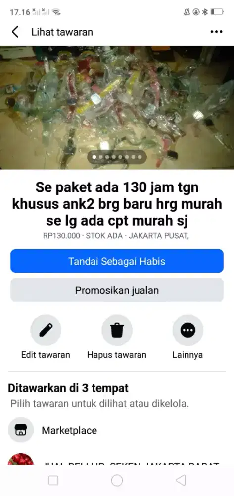 Se paket ada 130 jam tgn ank2 brg baru hrg murah se lg ada cpt dpt yah