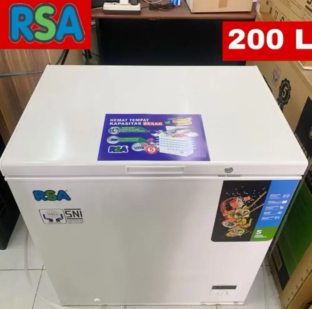 CHEST FREEZER 200 LITER RSA TERBARU GARANSI RESMI 5 TAHUN