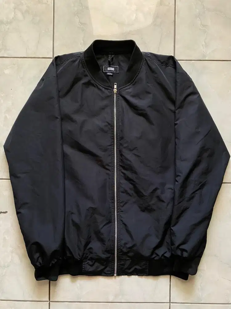 Bomber Canvas Jaket Zipper Black Screamous ORIGINAL size XL