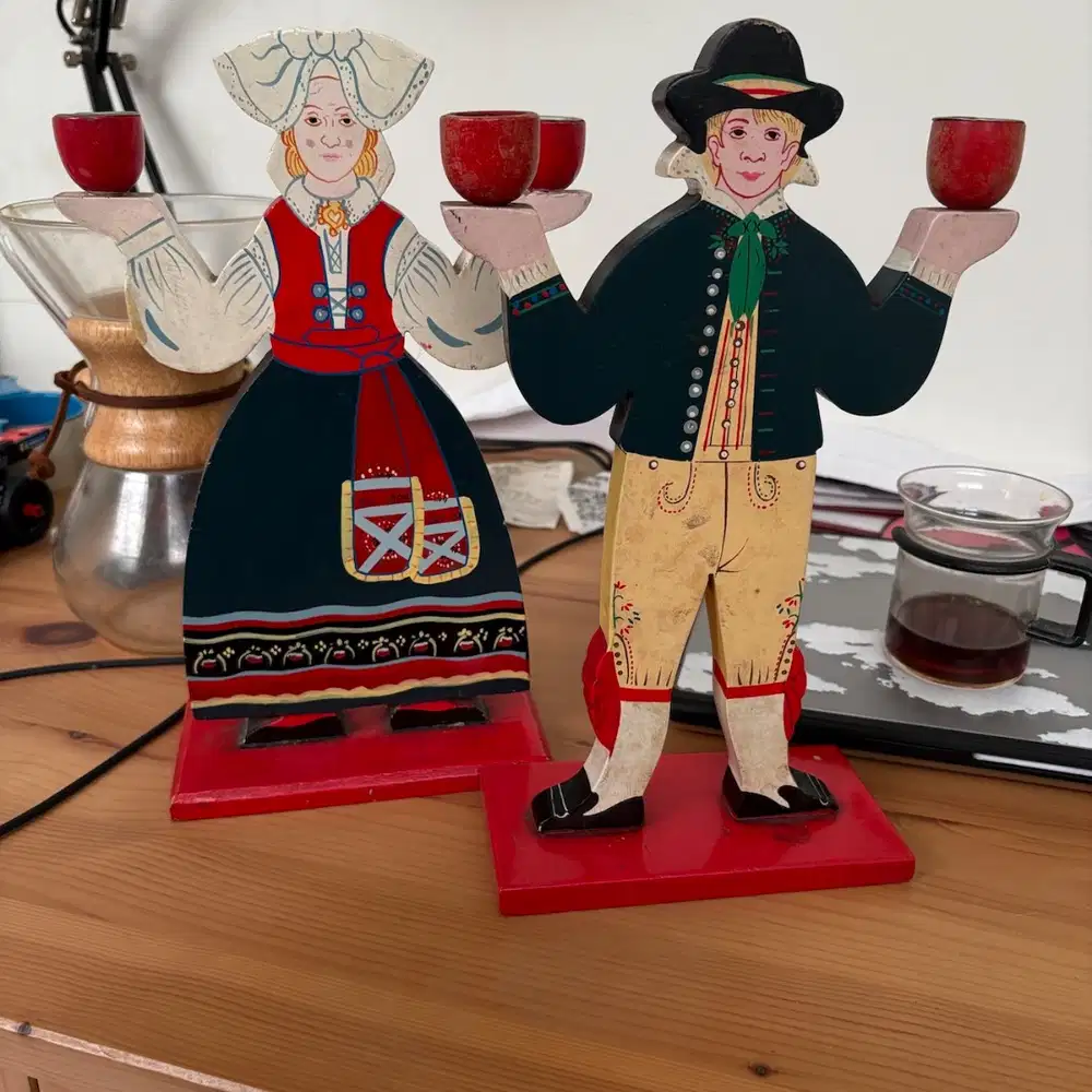 IKEA Vintage Wooden Man Wadah Lilin