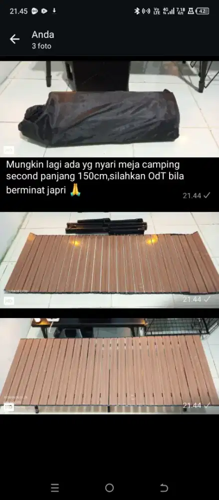 Meja camping panjang 1.5 meter