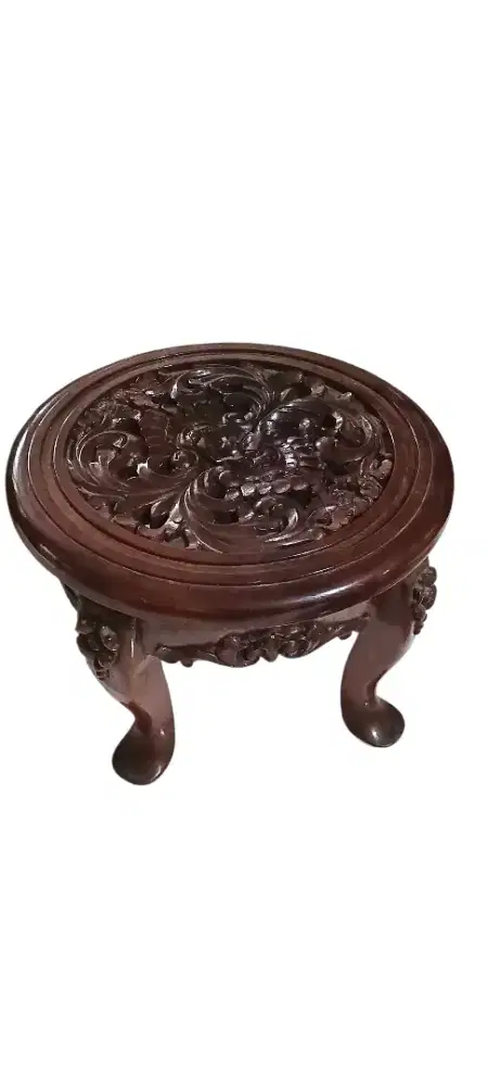 2 pasang Meja/Dudukan mini Kayu Jati Ukiran