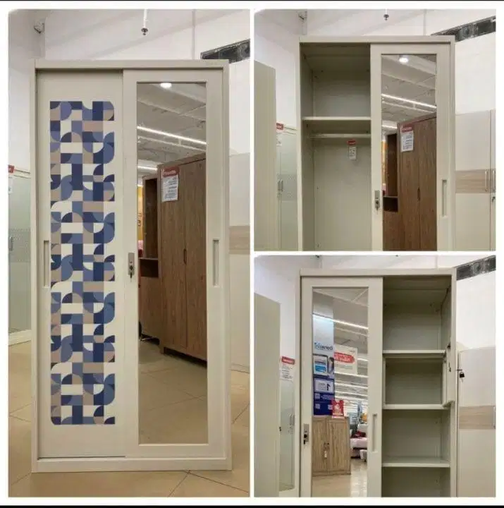 Lemari sliding metal 90cm