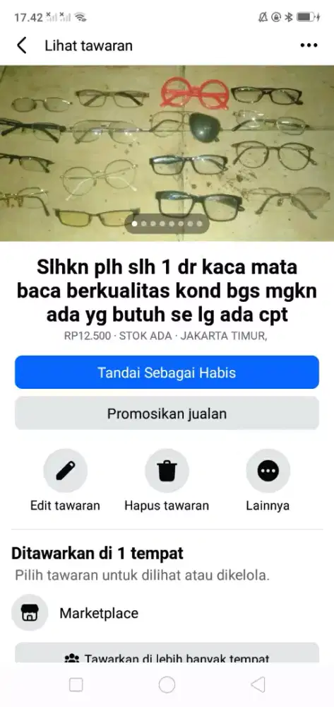 Slhkn plh slh 1 dr kaca mata baca berkualitas kond bgs mgkn ada yg bth