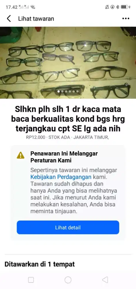 Slhkn plh slh 1 dr kaca mata baca berkualitas hrg murah sj cpt dpt yah
