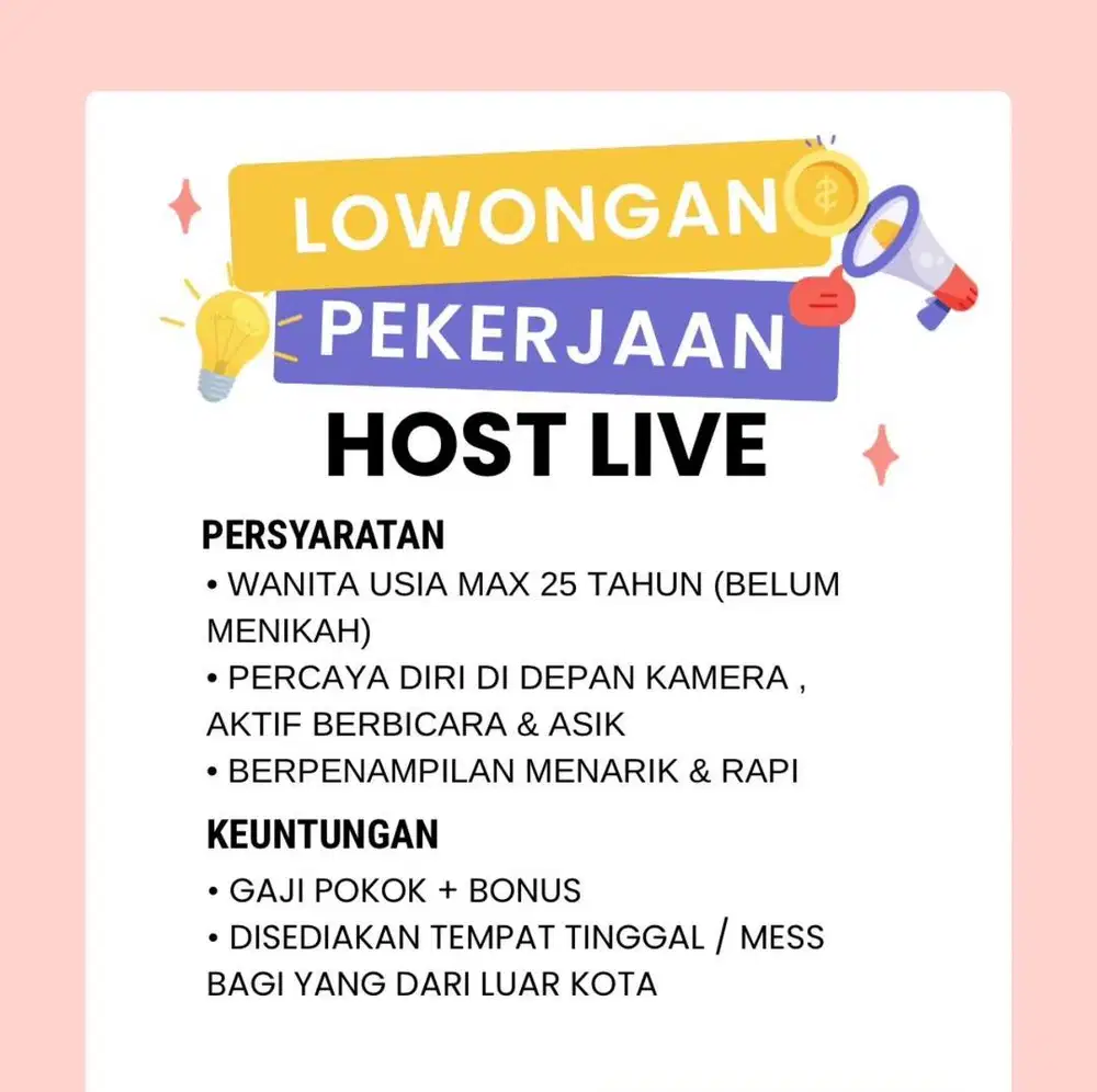 DIBUTUHKAN HOST LIVE