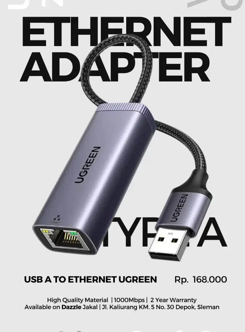 USB A TO ETHERNET UGREEN GARANSI 2 TAHUN