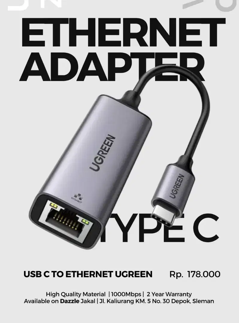 USB C TO ETHERNET UGREEN GARANSI 2 TAHUN