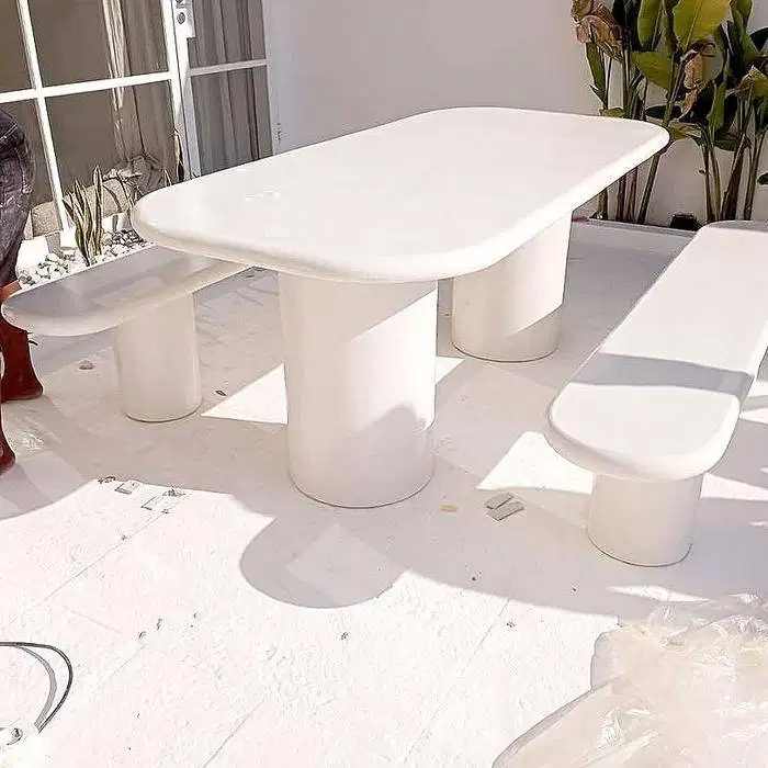 1 set meja bangku terrazzo outdoor