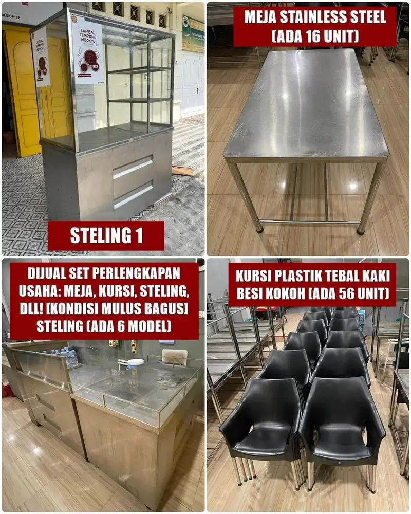 SET PERLENGKAPAN USAHA: MEJA KURSI STELING DLL WARKOP/KAFE/RESTO