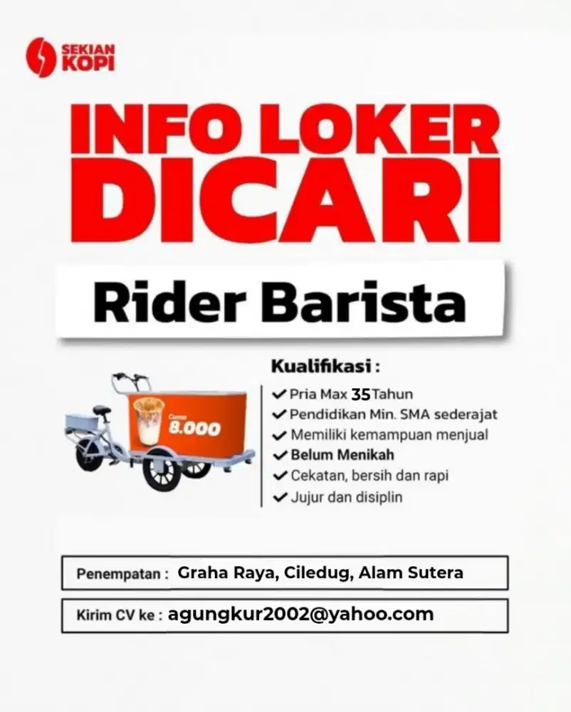 Dicari Rider Barista Sekian Kopi