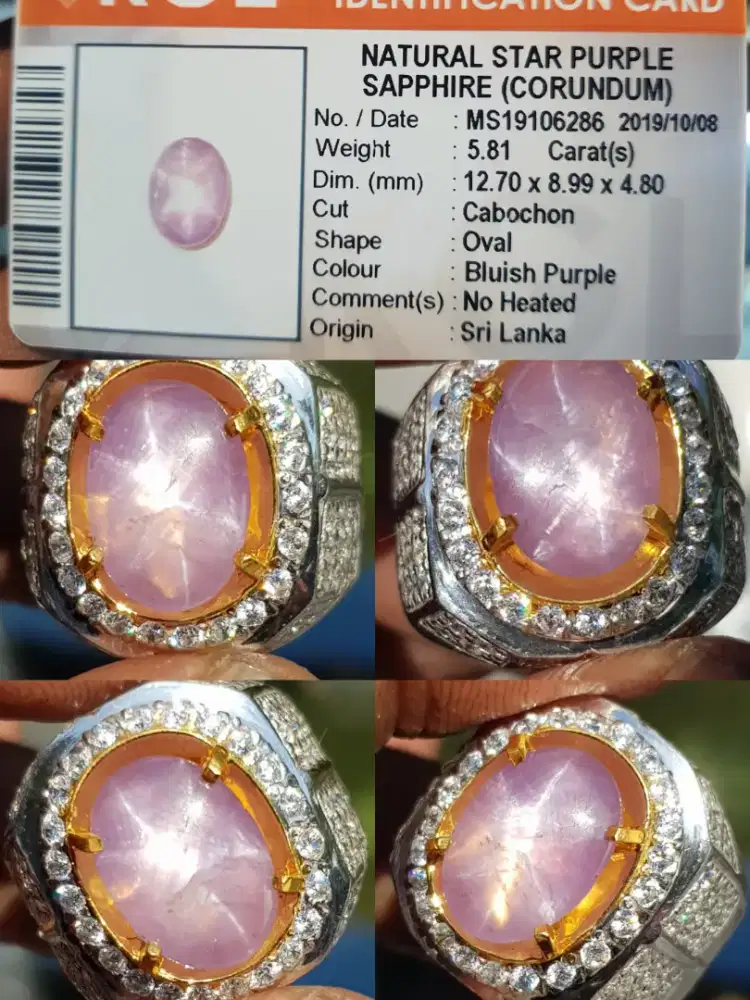 NATURAL PURPLE STAR SAPPHIRE 5.81 CTS HQ