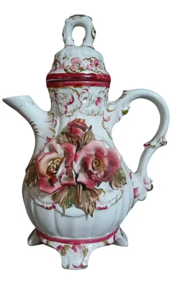 Teko / pajangan porcelain motif bunga