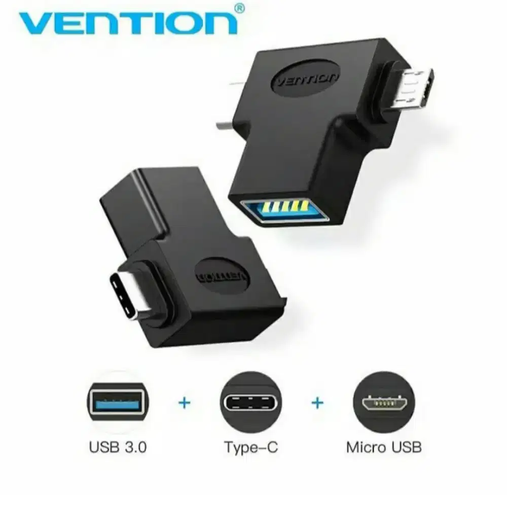 Vention Adaptor Konverter USB 3.0 ke Tipe C dan microUSB Ori