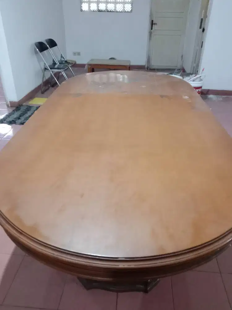 Meja kayu jati panjang ukiran halus