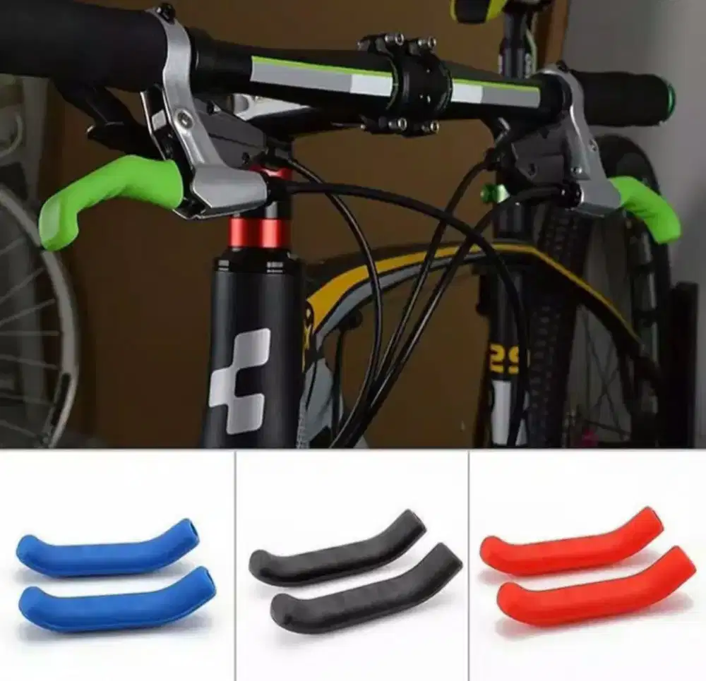 Silikon Pelindung Handle Rem Tangan Sepeda Hitam Biru Merah