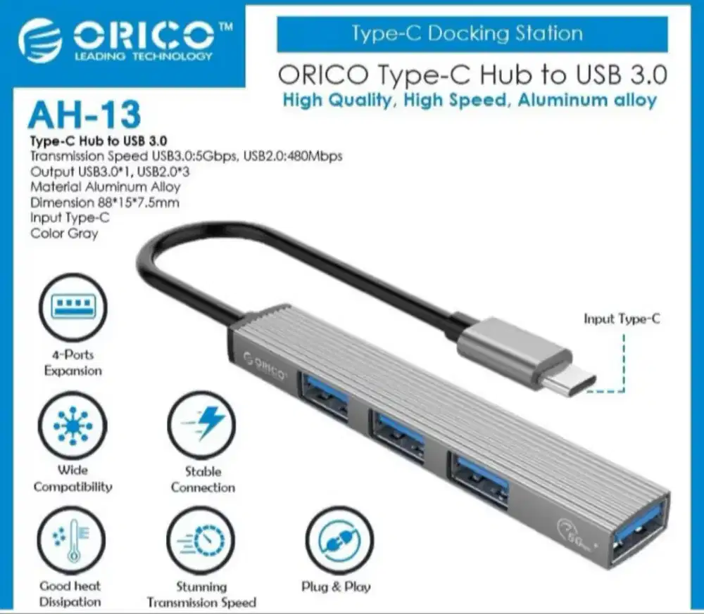ORICO AH-13 AUKEY HUB Type C to USB Ori