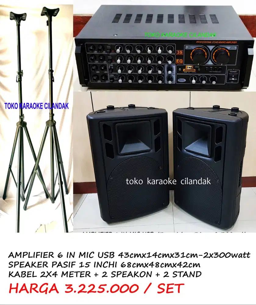 PROMO SPEAKER AKTIF+4MIC POWER MIXER DLL  SPEAKER AKTIF 15 + STAND + 4