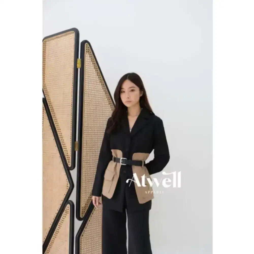 Ash blazer with belt(Ikat pinggang)