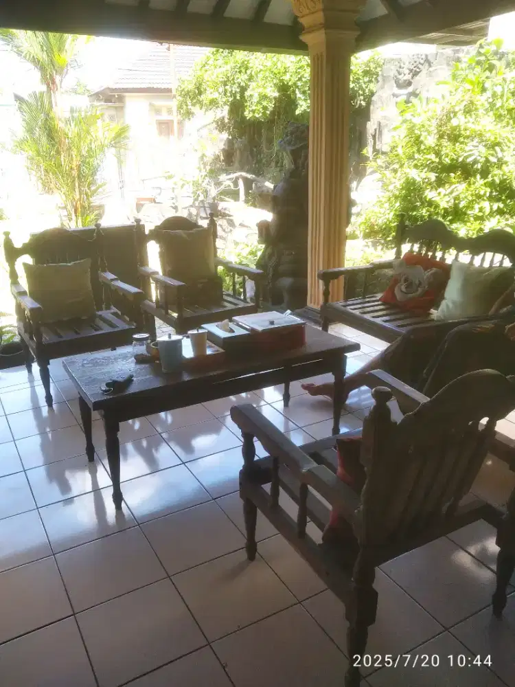 Jual meja kursi teras rumah dr kayu hitam, kokoh, kuat, anti rayap