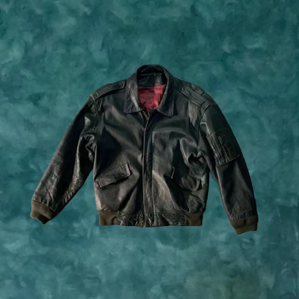 Leather Jacket Boxy Fit Unisex, Jaket Kulit Bomber, Jaket Kulit Retro